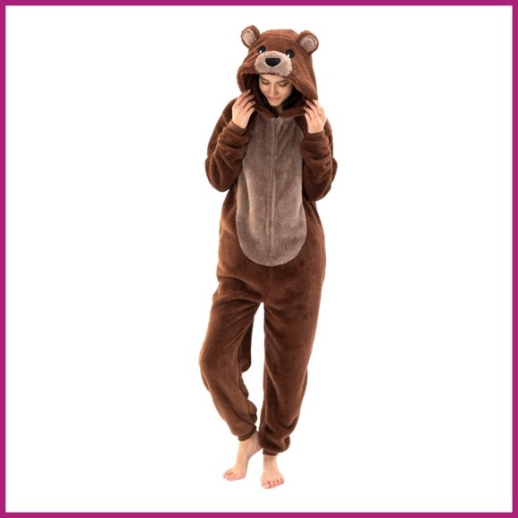 Sherpa Bear Costume 100% Polyester Fitted Adult Onesie Pajamas